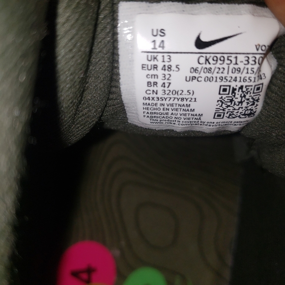  Nike React SFS Carbon Hiking Trail Shoes Mens 14 Green Sequoia - Picture 8 of 9